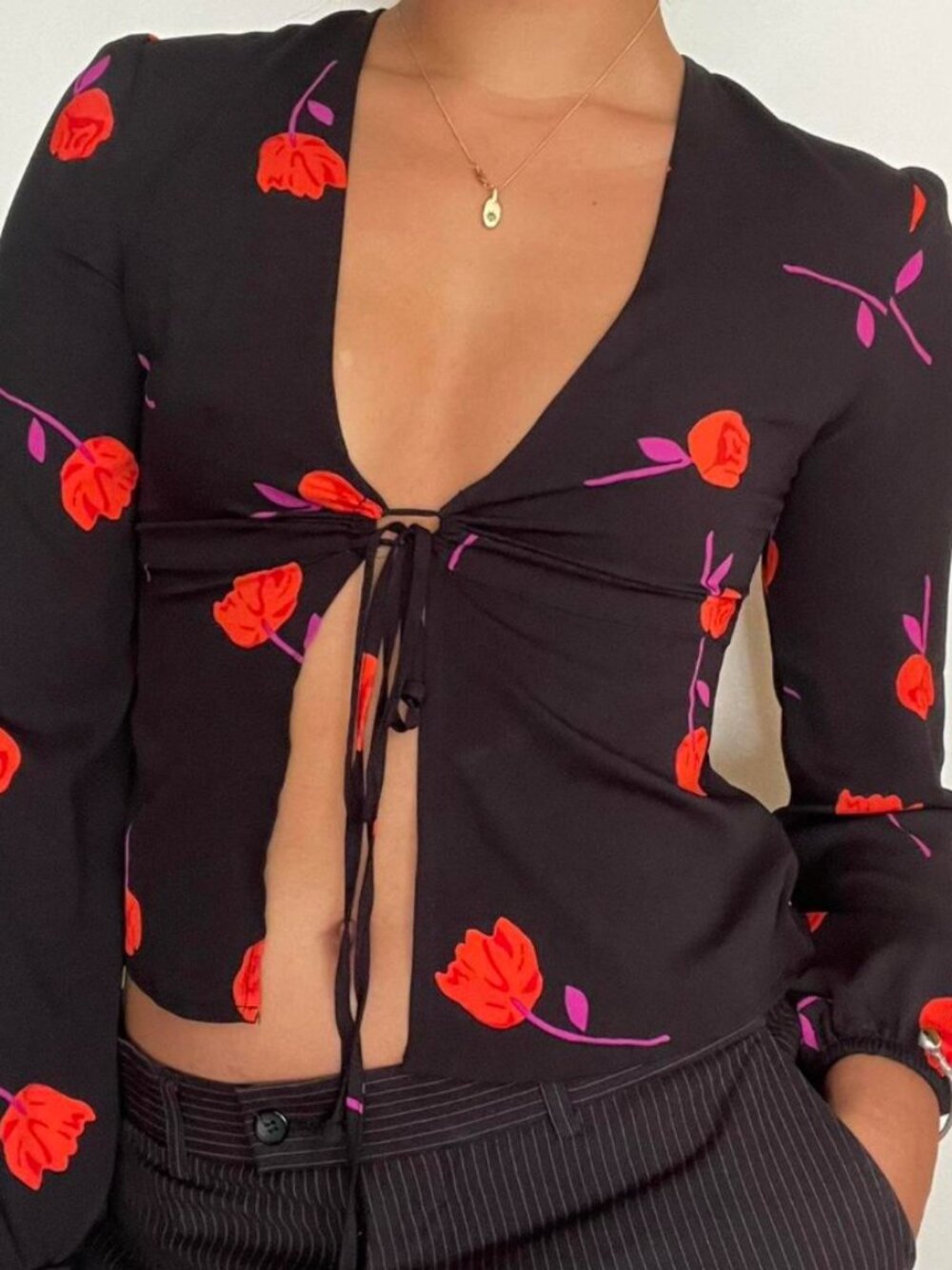 Urban Outfitters Gallina Front Tie Top